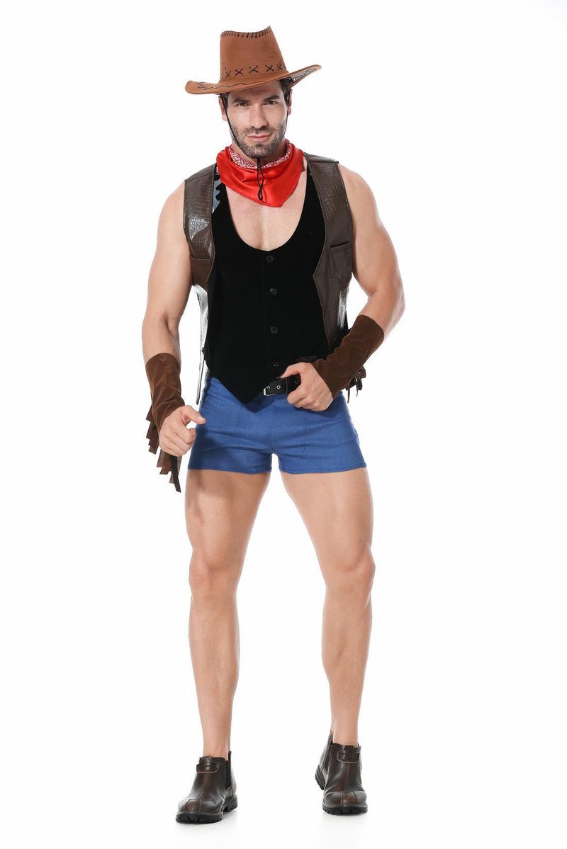 Nowy kostium na Halloween Western Cowboy dla mężczyzn dla dorosłych, do odgrywania ról w barze_voghion.com