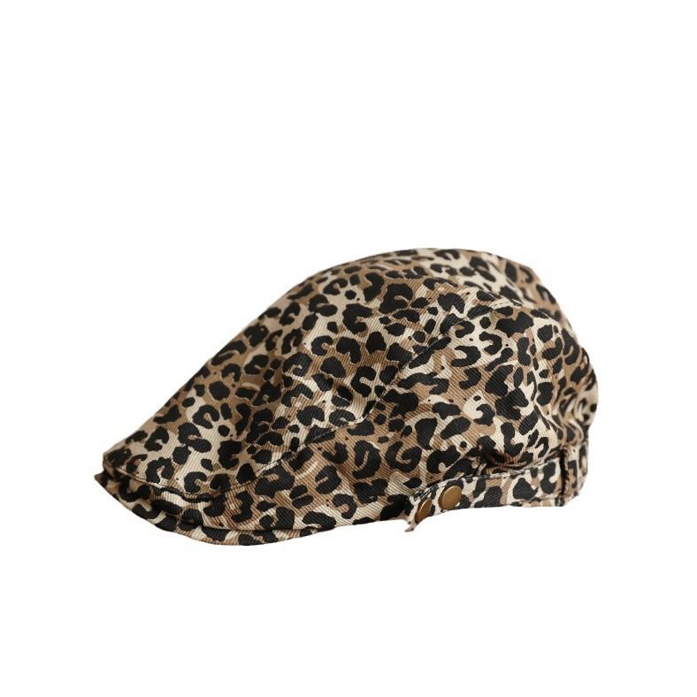 Spring And Summer New Women's Leopard Print Niche Forward Cap Personality Face Slimming Versatile Duckbill Beret_voghion.com
