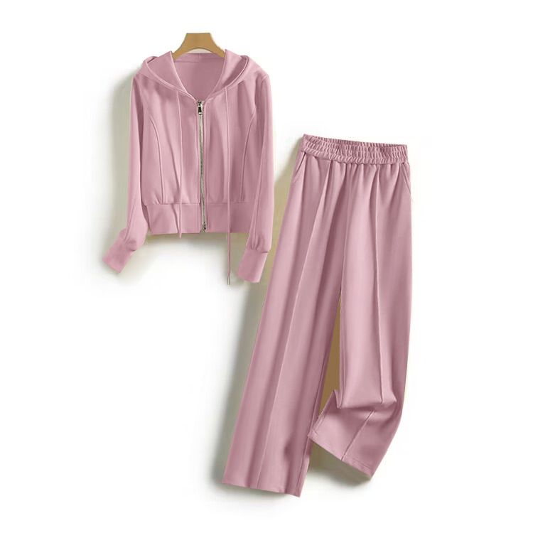 Women's Clothing Sports Casual New Summer Styles Hooded Sweatshirt, Wide Leg Pants, Two Piece Suits For Women_voghion.com