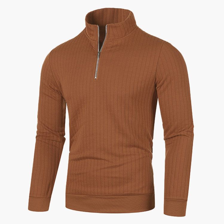 Herren-Strickpullover mit Halbrollkragen – Slim-Fit-Pullover mit Reißverschluss für Herbst und Frühling (atmungsaktives Polyester, minimalistisches Basic fürs Büro und die Freizeit)_voghion.com