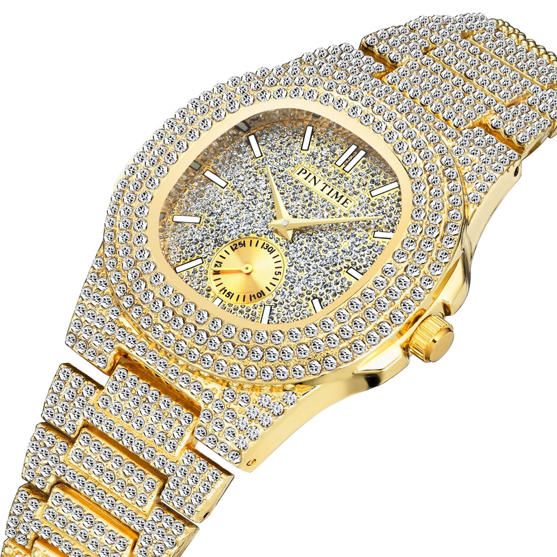 Elegante Quarzuhr für Damen mit Kalender und Diamantakzenten, Edelstahlarmband, wasserdicht für den täglichen Gebrauch_voghion.com