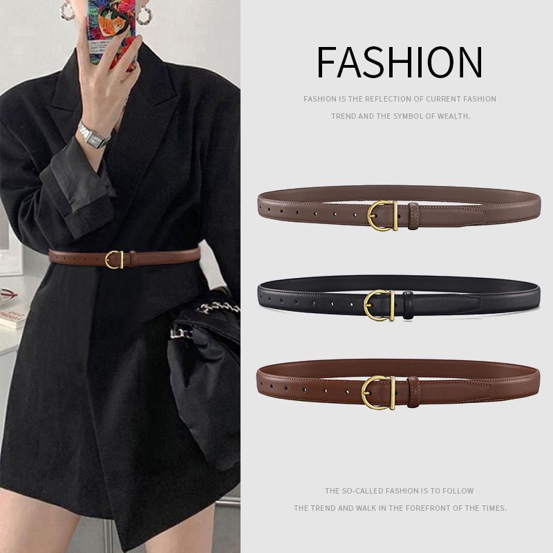 Neuer Gürtel mit Nadelschnalle, echtes Rindsleder, vielseitiger und minimalistischer Damen-Jeansrock, Gürtel_voghion.com