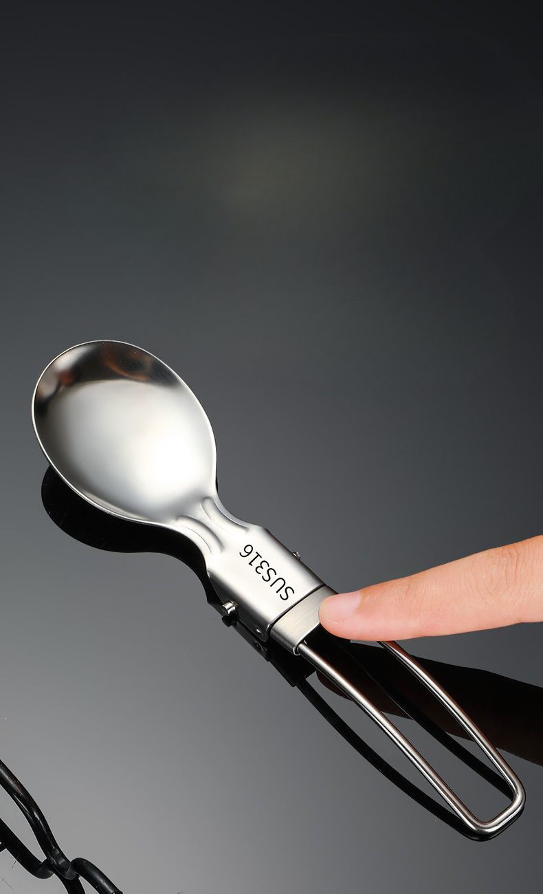 Set di stoviglie da campeggio, da viaggio e da esterno, pieghevoli, in acciaio inossidabile 316, con cucchiaio, forchetta e bacchette._voghion.com