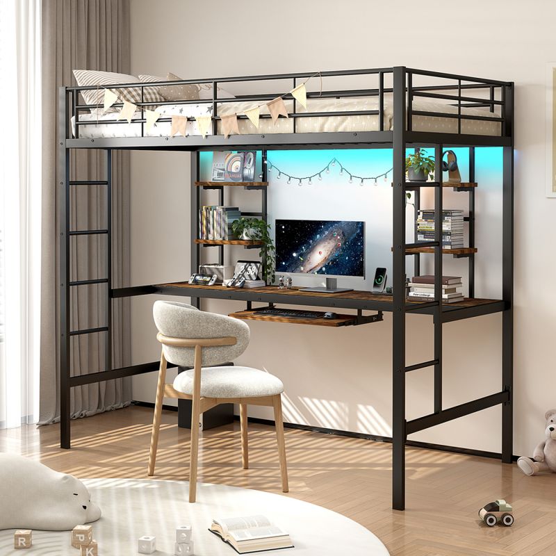 Metallisches Bett 190×90cm: Intelligente Lösung für Studentenwohnheime/Kleinstwohnungen, sicher, multifunktionell, raumeffizient, modern_voghion.com