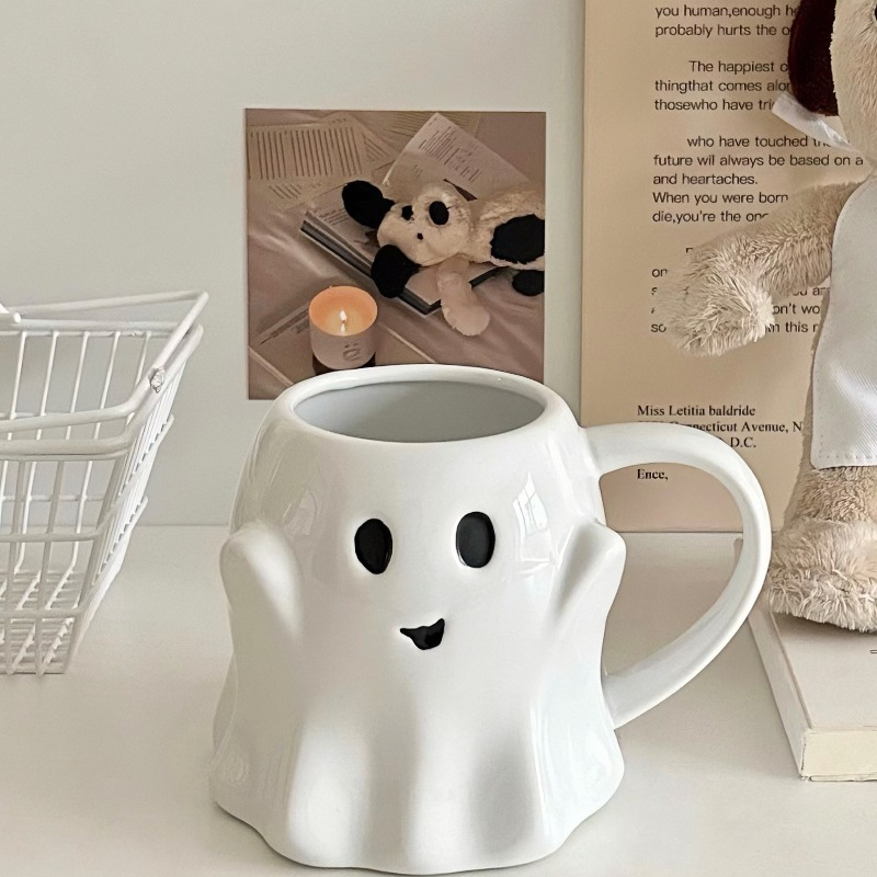 Ghost 3D Fun Mug ins Elf Creative Coffee Cup Strange Couple Cup Geprägte Keramiktasse_voghion.com