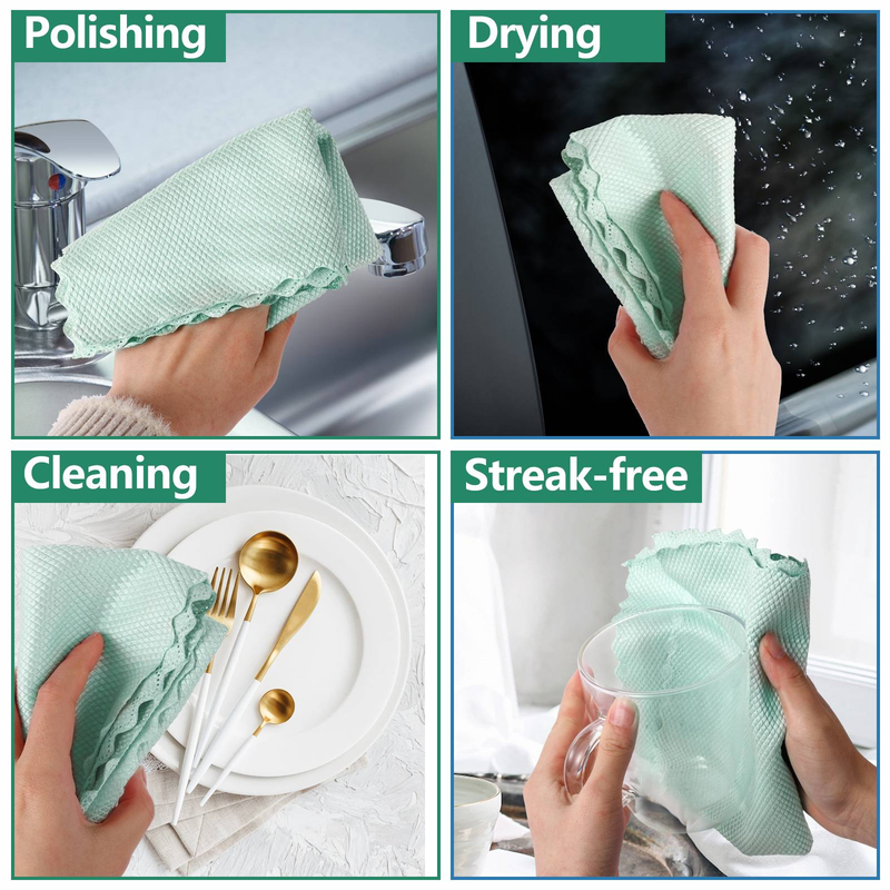 Paños de limpieza milagrosos sin rayas, fáciles de limpiar, a escala nanométrica, microfibra con forma de escamas de pescado, para limpieza de espejos, vidrios y acero inoxidable de automóviles, reutilizables, paquete de 5, color rosa_voghion.com