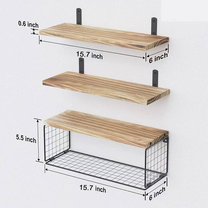 An der Wand montiertes Eckregal aus Kiefernholz für Schlafzimmer, Wohnzimmer, Badezimmer, Küche, Wandregal aus Metall_voghion.com