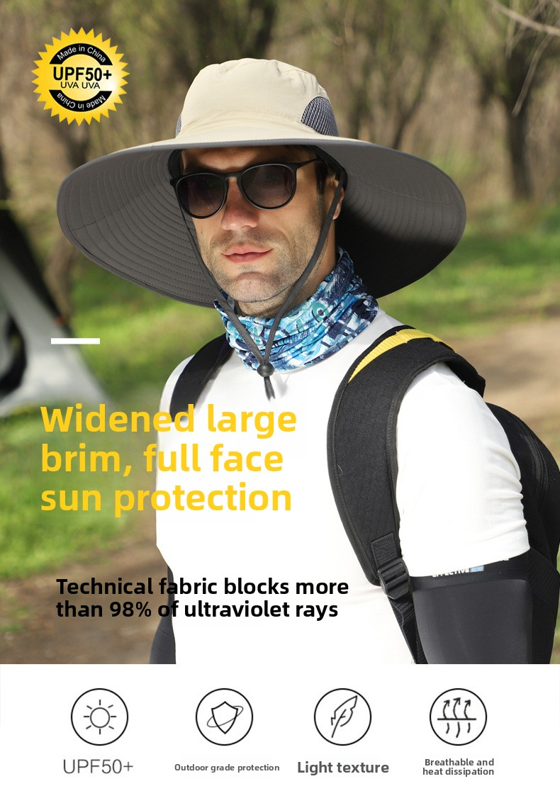 12CM Sun Protection Hat For Men To Cover Their Face Insect And Sand Proof Outdoor Hiking Large Brim Sun Protection Fisherman Hat For Women_voghion.com