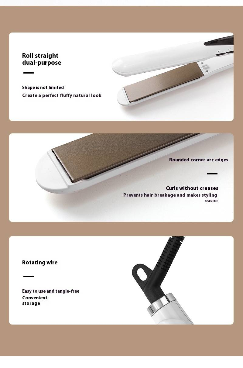 2-in-1 Hair Straightener & Curling Iron - Ceramic Plates For Damage-Free Styling (Fast Heating, Home & Dorm Use, Travel-Friendly)_voghion.com