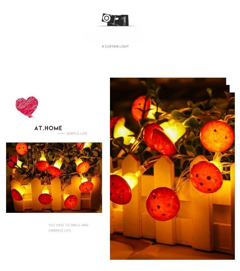 Nieuwe LED-paddenstoellichtsnoeren - warmwitte lichtslingers voor kerstdecoratie, kamer, feest, op batterijen/USB, opties van 1,5 m/2 m/3 m/6 m_voghion.com
