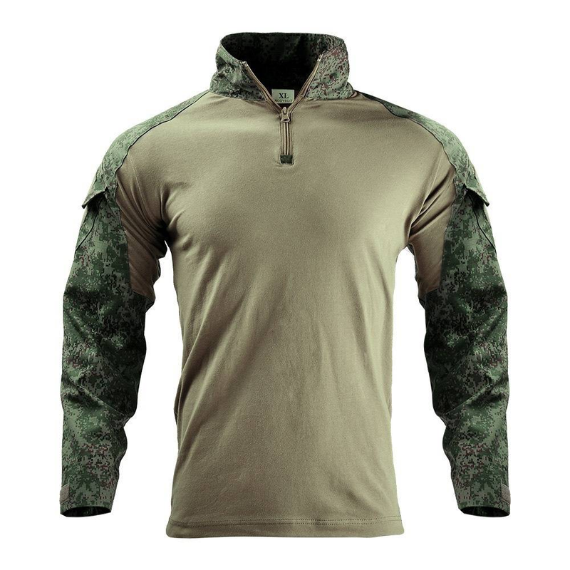 2025 Fashion Long Sleeve 1/4 Zipper Tactical T-Shirts Pockets Men's Summer Combat T-Shirt Cotton Polyester Training Clothing_voghion.com