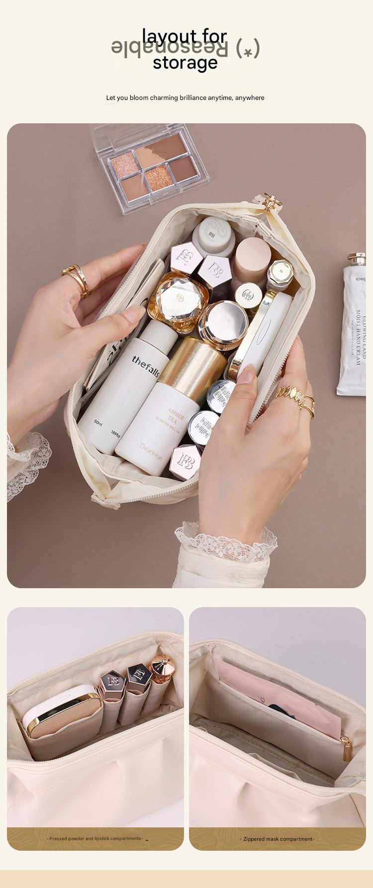 KOSE Rose Story Pu wasserdichte Kosmetiktasche Große Kapazität High-End-Reise Kleine tragbare weibliche tragbare Clutch im Ins-Stil_voghion.com