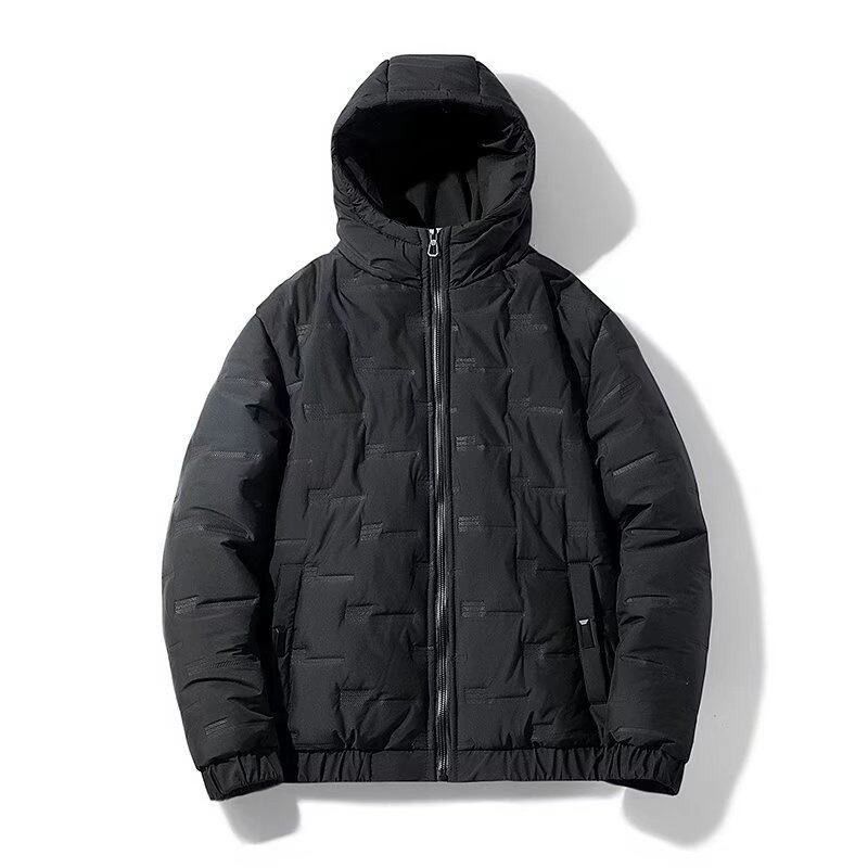 Herren-Winterjacke mit Kapuze – leichter, warmer Mantel mit stylischem Rippensaum, Reißverschluss und Seitentaschen (Schwarz, Bohnengrau, Khaki)_voghion.com