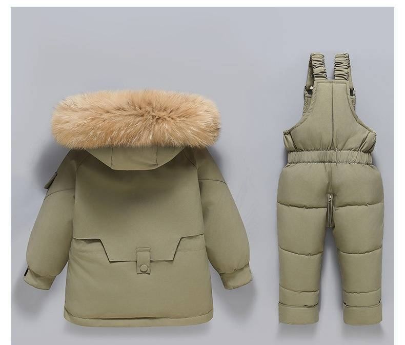 Premium-Winter-Daunenjacken-Set für Kinder – Abnehmbare Kapuze und Hose mit offenem Saum (90 % weiße Entendaunen, 1–5 Jahre, EU/US-Stil)_voghion.com