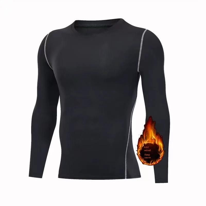 Herren-Trainingsset mit Fleecefutter – Hochelastische Leggings und Oberteil für Gymnastik, Laufen und Basketball – Feuchtigkeitsableitende, wärmende Sportbekleidung für Winter und Herbst_voghion.com