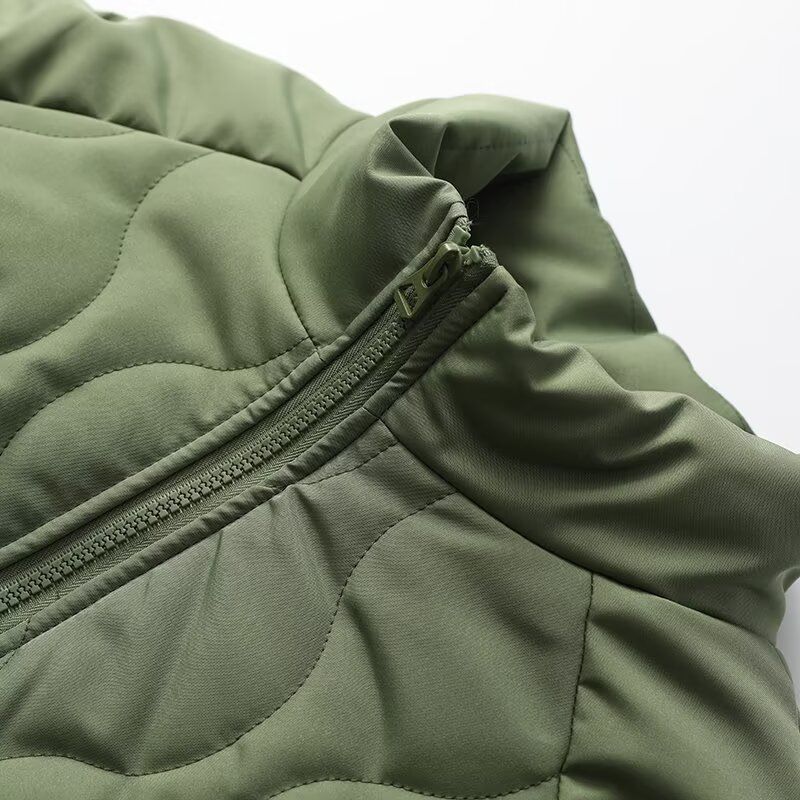 Vintage-Inspired Women's Bomber Jacket With Quilted Lining, Retro Aviator Style, Warm Fleece-Lined Coat, Short Puffer Jacket For Fall & Winter_voghion.com
