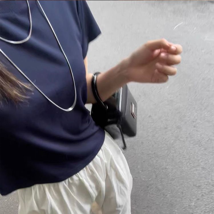 Atacado Jóias Estilo Simples Cor Sólida Titânio Aço Revestimento Camadas Colares_voghion.com