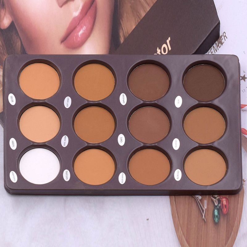 Hislaves Contour Palette Mattes, nicht fliegendes Pudertrimmen, dreidimensionaler Effekt, 12-Farben-Gesichts-Lidschatten-Highlighter-Palette, Make-up-Versorgung – 1 Stück_voghion.com