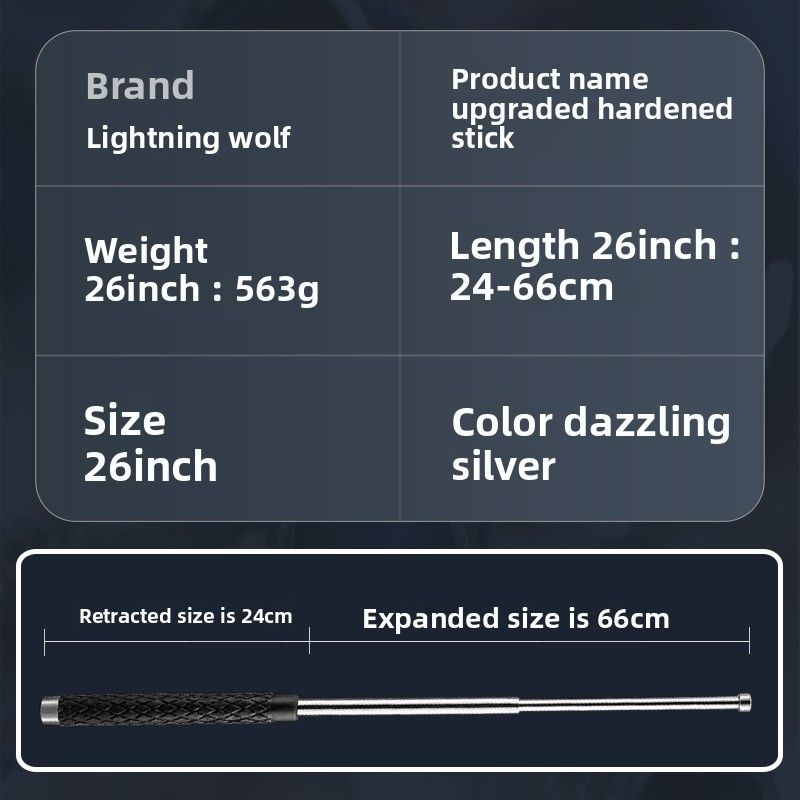 Polizeistock zur Selbstverteidigung aus Legierung, drei Teleskopstöcke, legale Selbstverteidigungswaffe, Selbstverteidigungsstock für das Auto im Freien, verzinkter Peitscheneisenstock_voghion.com