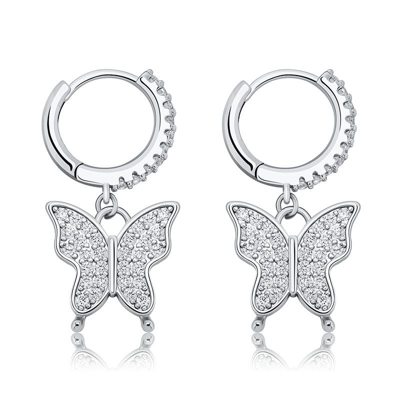 Vlinder-oorbellen met zirkonia voor dames - Hiphop-blingsieraden (eenvoudig en stijlvol)_voghion.com