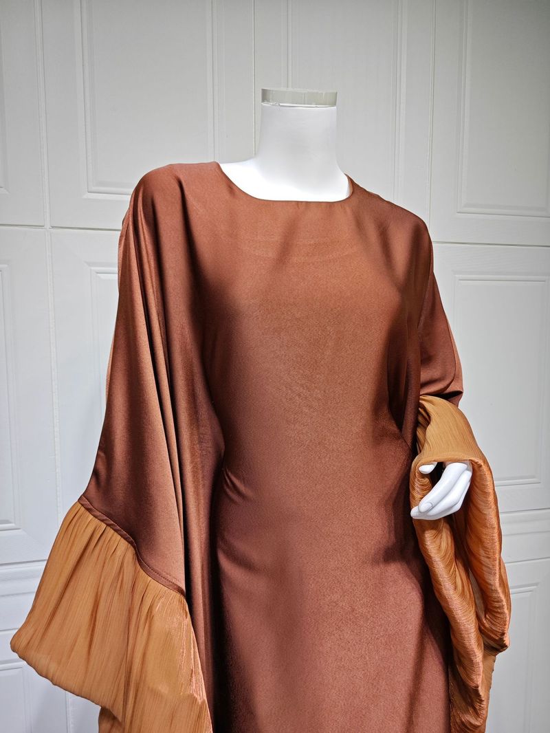 Damenbekleidung Muslimische Mode Robe Kleid Taille Satin_voghion.com