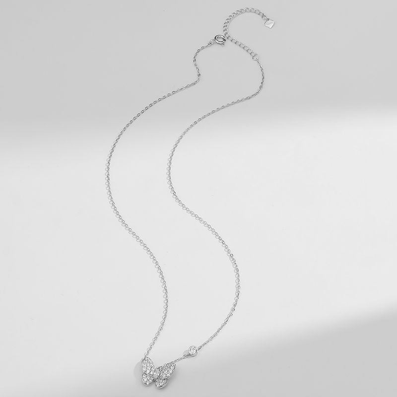 Collana in argento Sterling da donna, in argento sterling con zirconi, nuova collana a farfalla, catena per clavicola, design di nicchia, ciondolo, accessori Ins_voghion.com