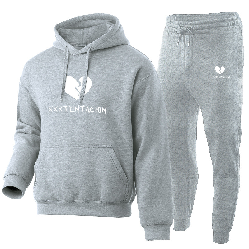 Xxxtentacion bedrucktes Hoodie-Set aus Herrenpullover, Hose und weicher Sportbekleidung_voghion.com