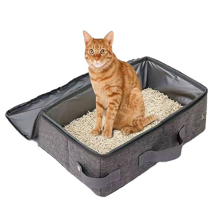 Travel Portable Waterproof Foldable Pan Fabric Litter Box Cat Supplies Storage Bag_voghion.com