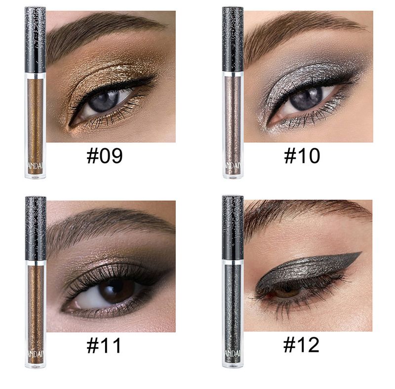 Heiße Produkte HANDAIYAN 12-Farben-Diamant-Lidschatten mit psychedelischem Perlglanz und glänzendem Seidenraupen-Träne-Make-up-Lidschatten-Flüssigkeit_voghion.com