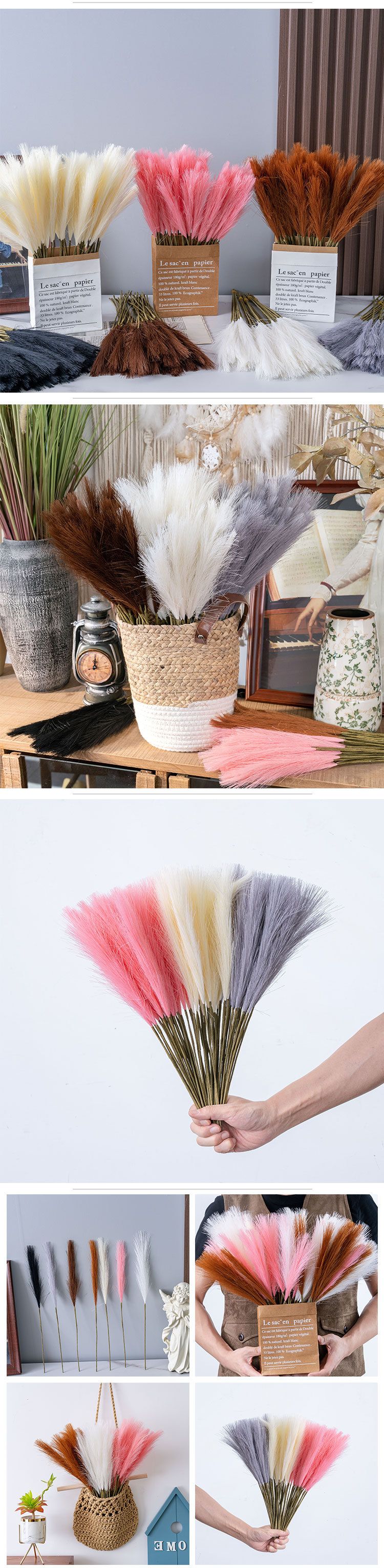 Maison et jardin Fleur Petite branche unique Scintillante Pampas Reed INS Style Fleur artificielle Décoration Maison Mariage_voghion.com