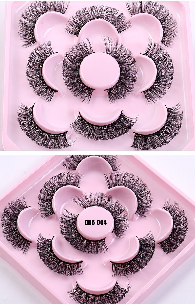 False Eyelashes New 5 Pairs Of Russian Curled DD Curved Holiday Eyelashes Naturally Curled Thick Chemical Fiber Eyelashes_voghion.com