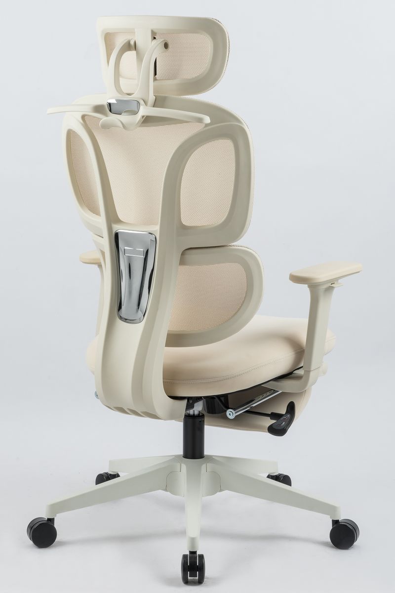 Ergonomic Office Chair With Footrest, High Back Computer Office Chair With Dynamic Lumbar Support, 2D Headrest, 2D Armrest, Sponge Seat, Mesh Home Office Desk Chair For Adults, CREAM_voghion.com