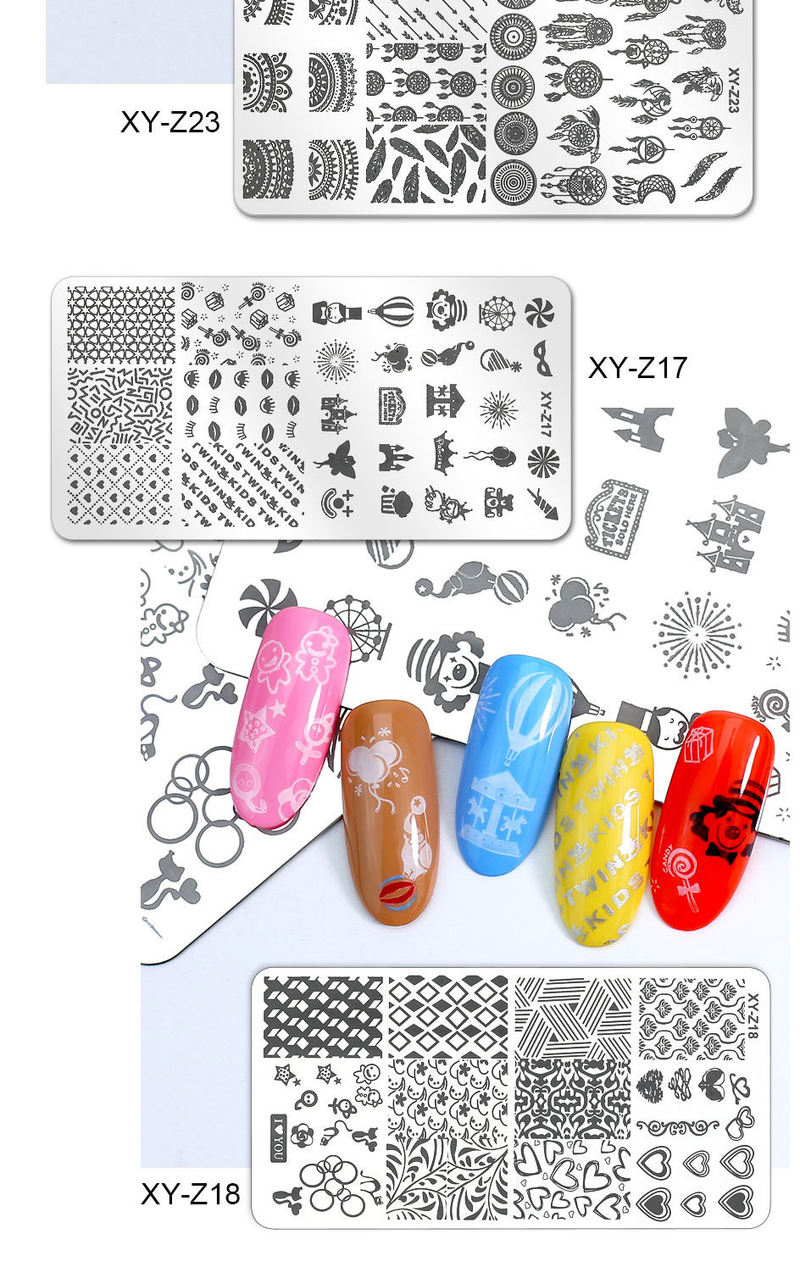 Plantillas para Arte de uñas Arte Clavo, placa de estampado, diseño de flor, hoja, mariposa, plantillas de sellos de encaje navideño, accesorios de imagen de placa_voghion.com