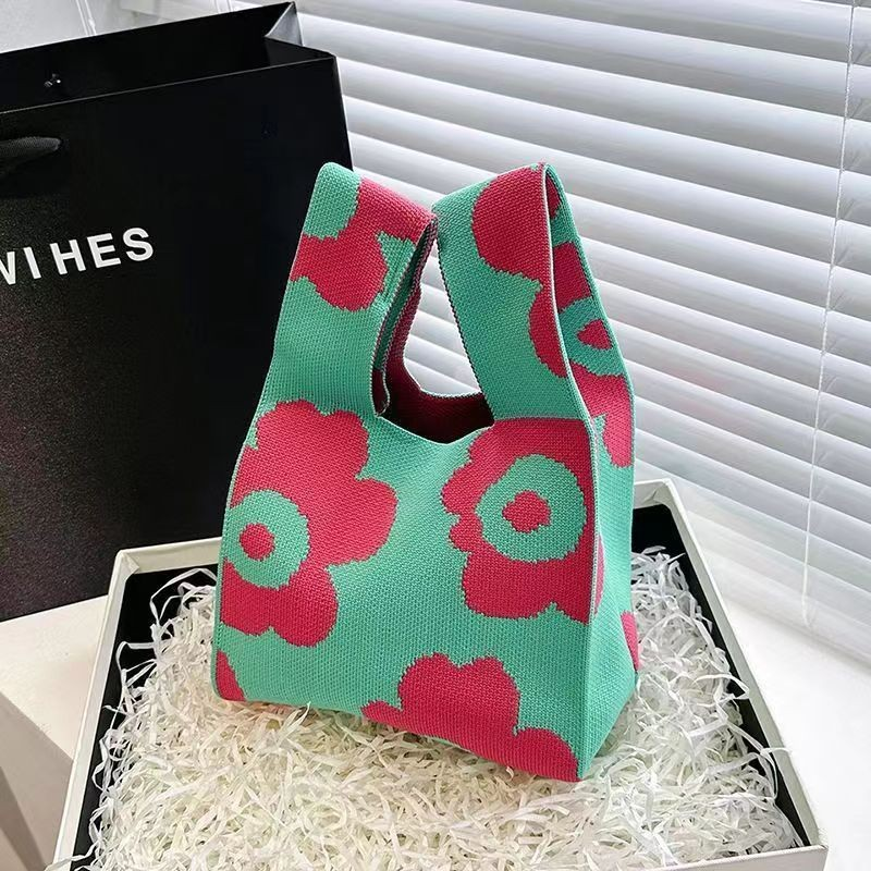 ins Panda Borsa a mano Borsa da donna Borsa in maglia Borsa a secchiello in lana con regalo a mano Borsa tote Borsa per il pranzo in scatola_voghion.com