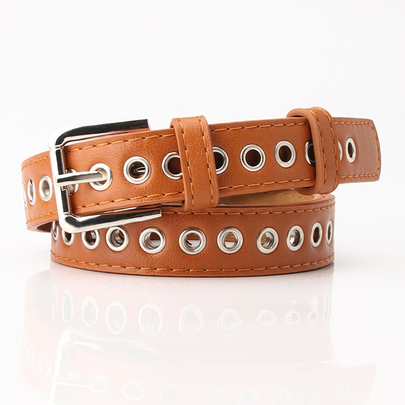 New style metal whole air-eye belt women's belt without punching version versatile fashion hollow decorative belt _voghion.com