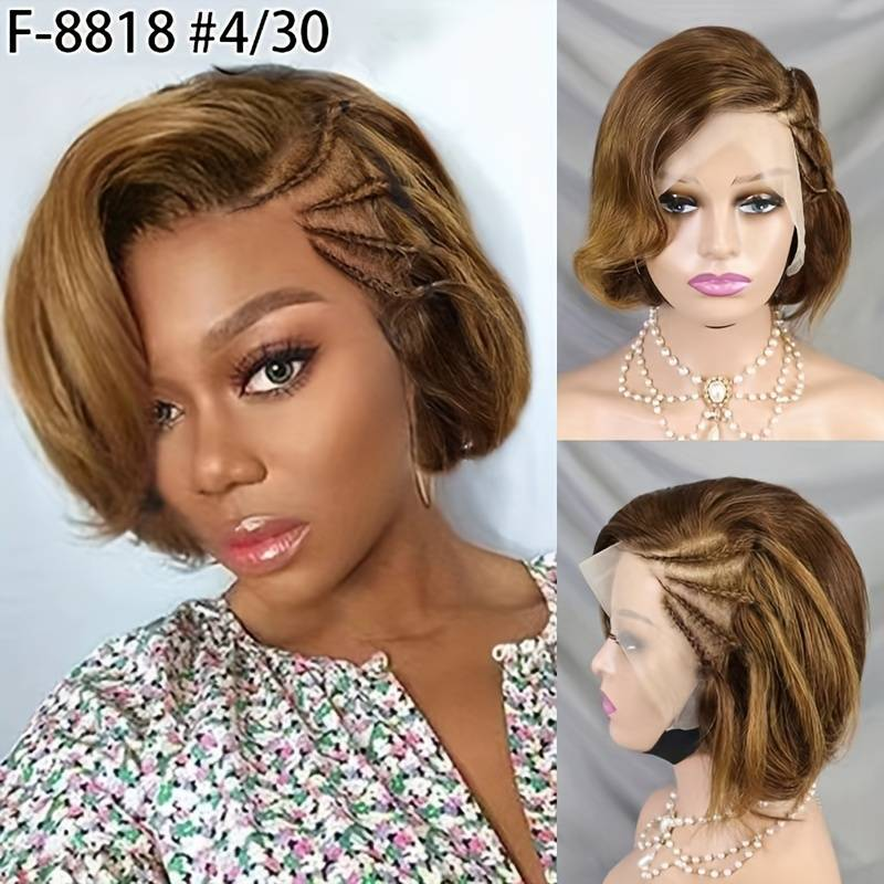 MALAIKA 13x4 Csipke Elülső Rövid Fazonú Pixie Előfonott Bob Parókák Előre Kitépett Baba Hajjal Félfonat Félegyenes Parókák Nőknek 180% Hajsűrűség_voghion.com