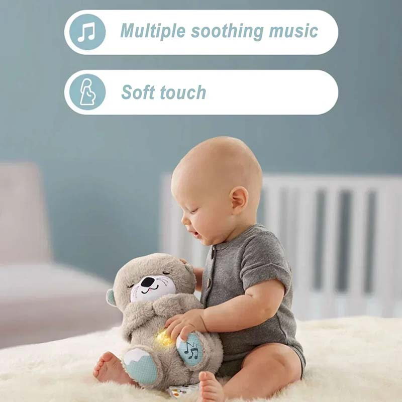 Breathing Otter Sleep and Playmate Otter Musical Stuffed Baby Plush Toy with Light Sound Newborn Sensory Comfortable Baby Gifts_voghion.com