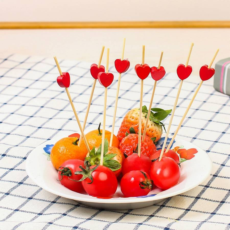 100 Stück Einweg-Obstspieß aus Bambus in Herzform zum Valentinstag, Geburtstag, Jahrestag, Cocktail, Burger, Grill, Sushi-Spieß, Kuchendekorations-Plugin_voghion.com