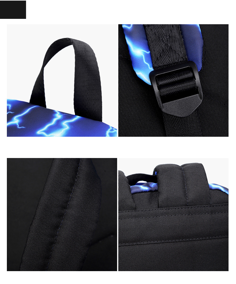 School Bag Middle School Canvas Bag Men's And Women's Travel Printed Backpack Starry Lightning Student Bag_voghion.com