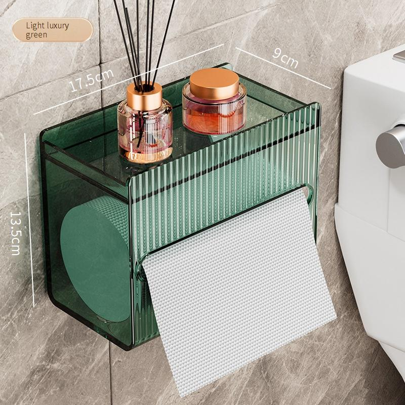 Transparante toiletpapierdoos Huishoudelijke toiletpapierdoos Muurbevestigde papierdoos Toiletplaatsingsdoos Toiletpapierrol Papierrek_voghion.com