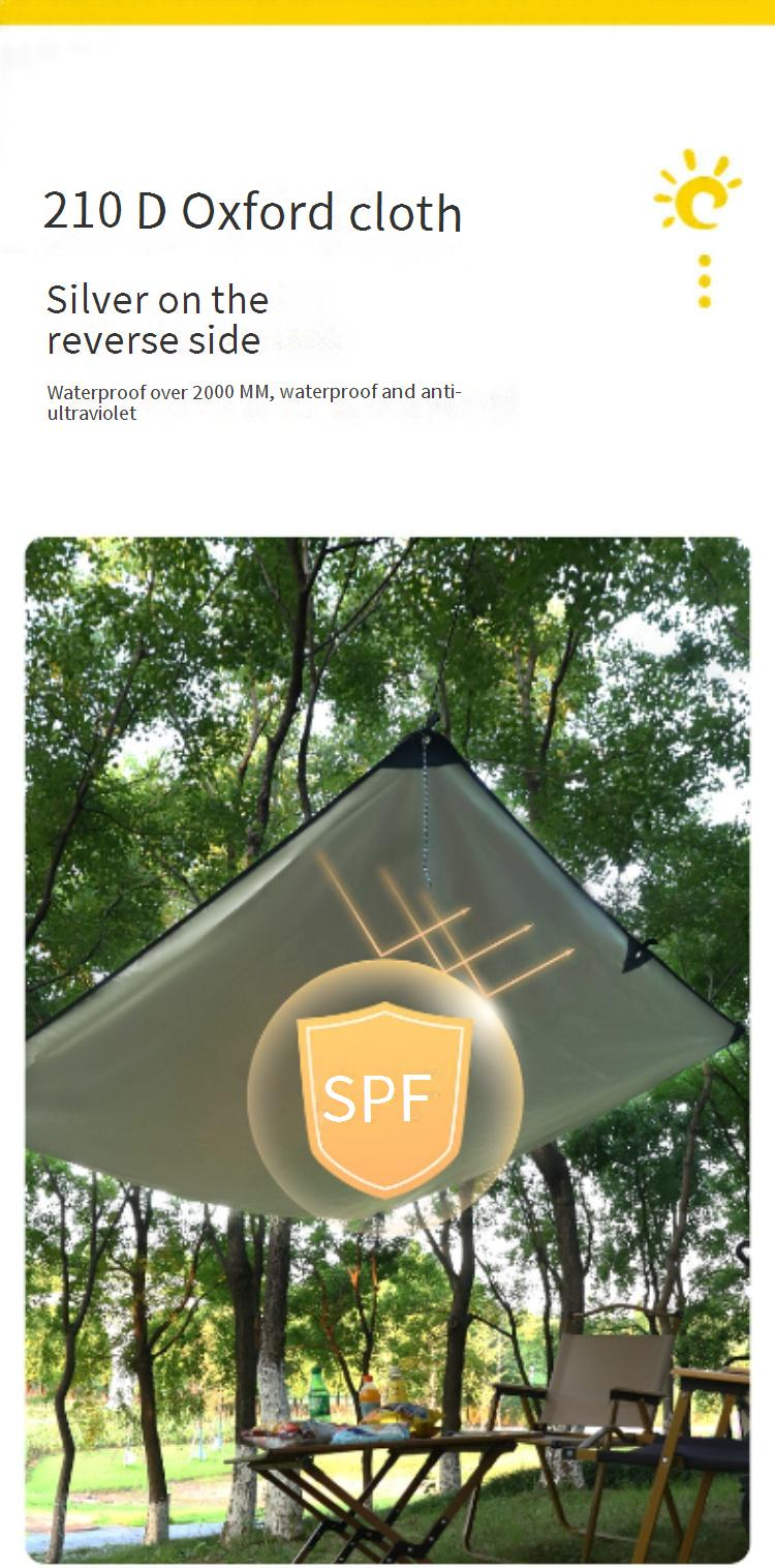 Kwadratowa wielofunkcyjna plandeka kempingowa - wodoodporna i chroniąca przed promieniowaniem UV osłona przeciwsłoneczna z matą podłogową pokrytą srebrem_voghion.com