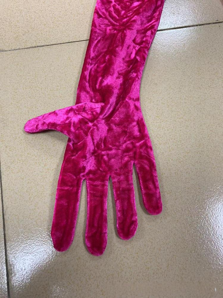 Elegant Velvet High-Neck Bodysuit With Gloves - Stretchy Figure-Hugging Jumpsuit In Rose Red, Long Sleeve & Zip Detail_voghion.com