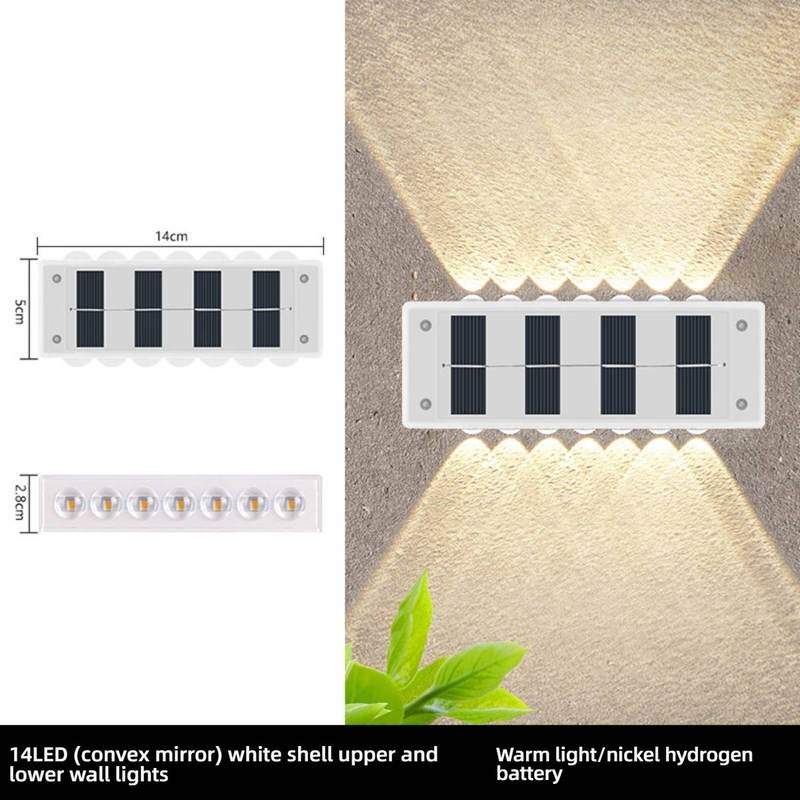 Solar-Wandleuchten für den Außenbereich, wasserdicht, Garten-Villa-Zaunbeleuchtung, LED-solarbetriebene Landschaftsleuchten für Hof, Terrasse, Balkon, Warmweiß/Kaltweiß_voghion.com