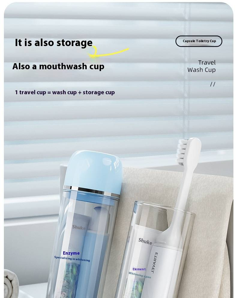 Foldable Travel Toothbrush Set With Toothpaste & Collapsible Cup – Portable Oral Care Kit For Camping, Office, And Travel (Blue/Pink/White/Gray)_voghion.com