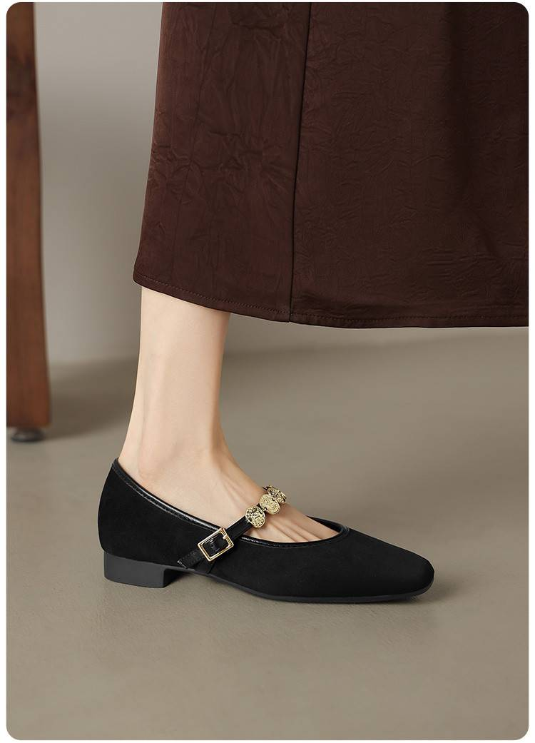 Cameido Trendy Vintage Leopard Print Shoes For Women, 2025 Autumn Metal Buckle Ankle Strap Shallow Square Heel Mary Jane Style_voghion.com
