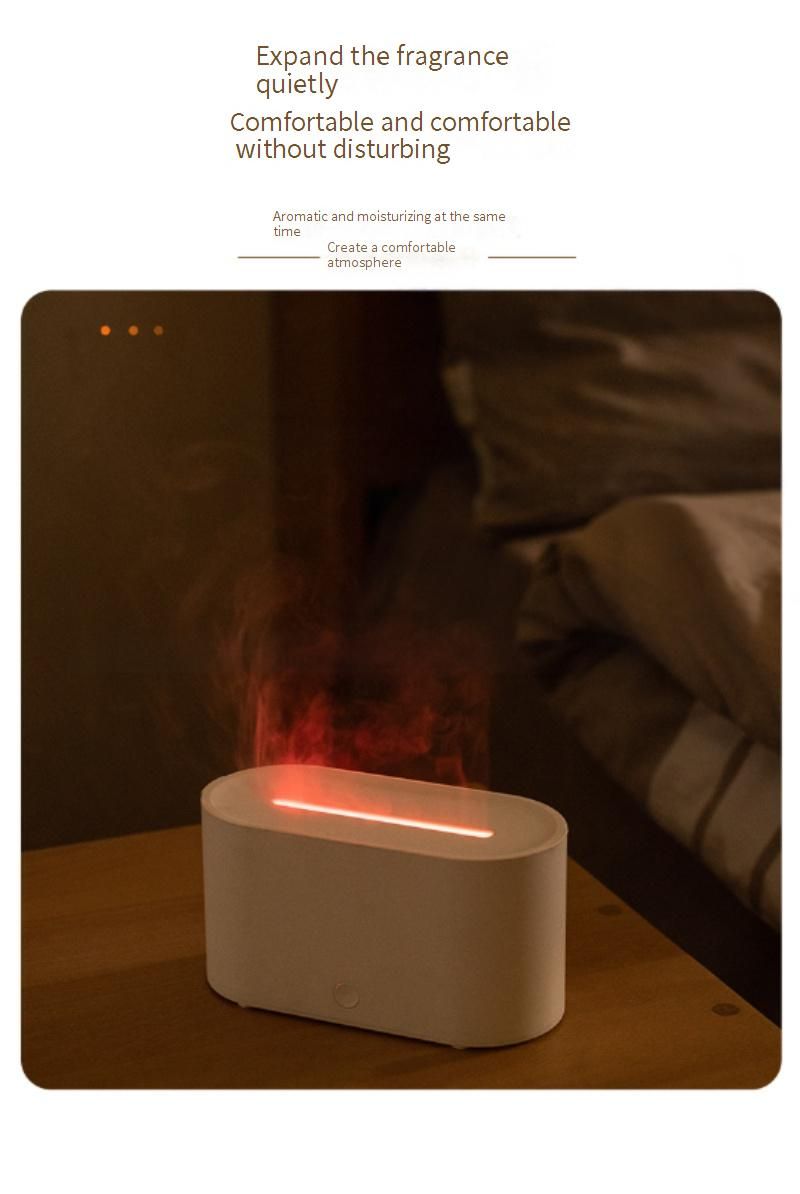 Diffusore di aromi e umidificatore Smart Flame - Mini nebulizzatore di oli essenziali da tavolo a ultrasuoni con effetto fiamma a LED tremolante, funzionamento silenzioso_voghion.com