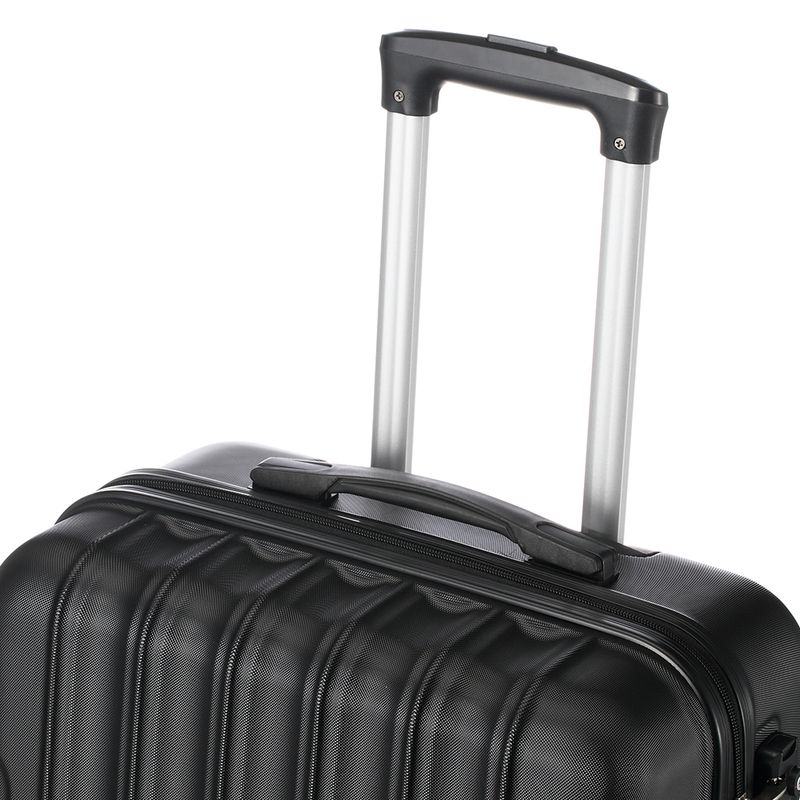 3 Pcs Suitcase Lightweight ABS Carry-on Hand Luggage 4 Spinner Wheels Trolley Case, Black_voghion.com