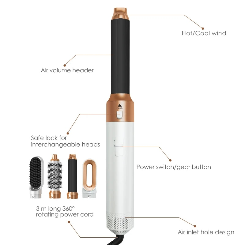 neu 2026 5-in-1-Heißkamm-Set, professionelles Lockenstab-Styling-Tool für Airwrap-Haartrockner, Haushalt 2025_voghion.com