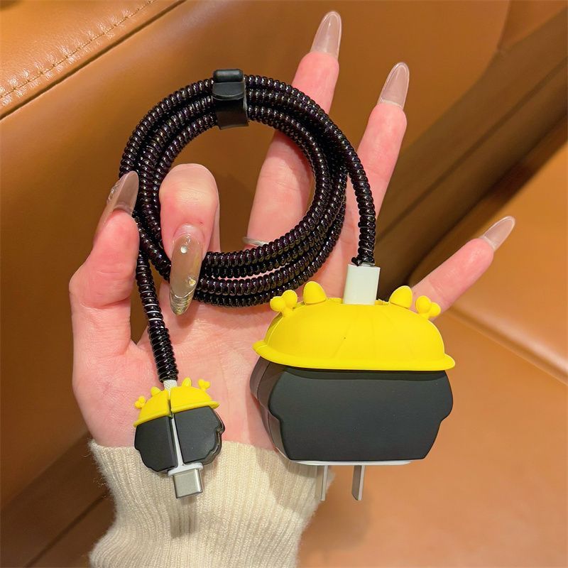 Black Coal Ball 16/15 Charger Cable Protective Cover Compatible With 14 Anti-Breakage 13 Head 20W Case IPad_voghion.com