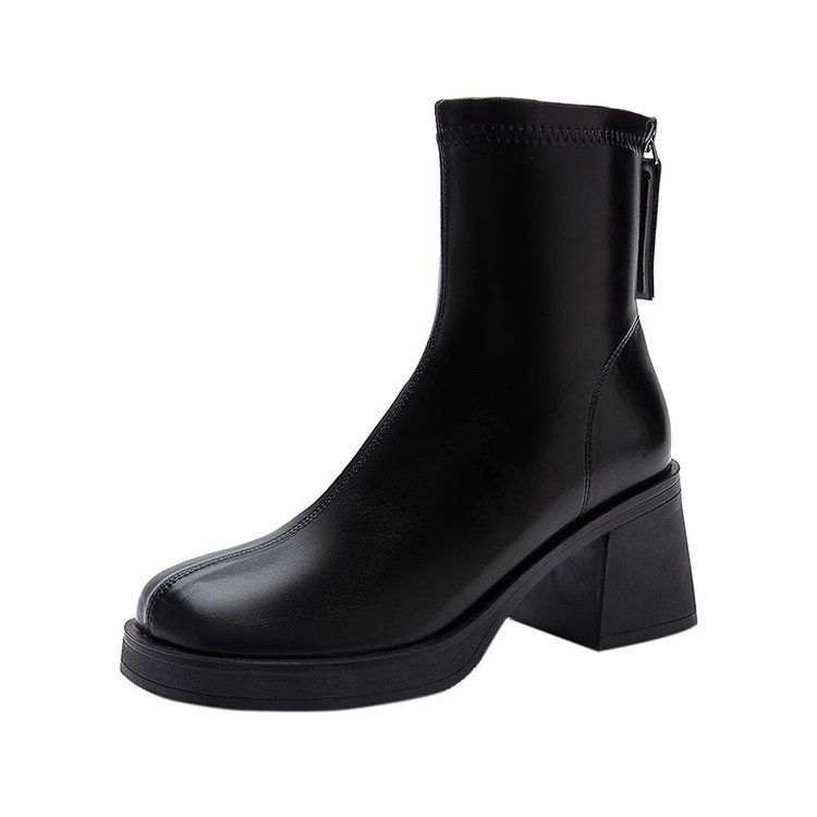 Waterproof Platform Thick Heel Slim Looking Fancy Niche Boots_voghion.com